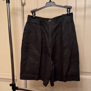 Ann Taylor Linen Women's Charcoal Grey Pleaded Women’s Shirts-Sz 8